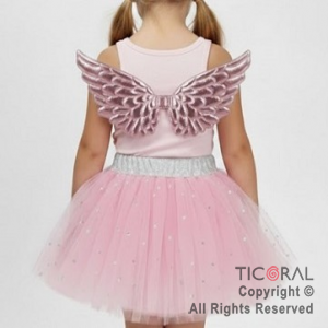 SET ALAS TORNASOLADA Y TUTU CON BRILLOS ROSA BABY x 1